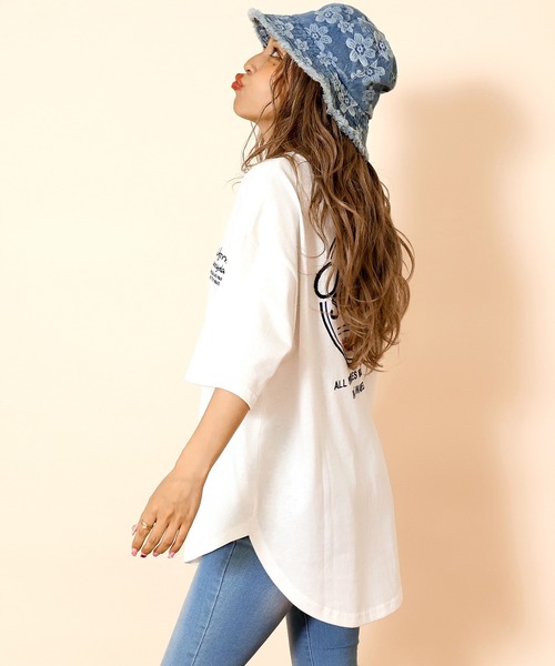 anap mimpi（アナップミンピ）の「サークルロゴ刺繍ビックTシャツ（Tシャツ/カットソー・レディース・オリーブ/オフホワイト/ダークグレー/ライトピンク・FREE）」の7枚目の写真