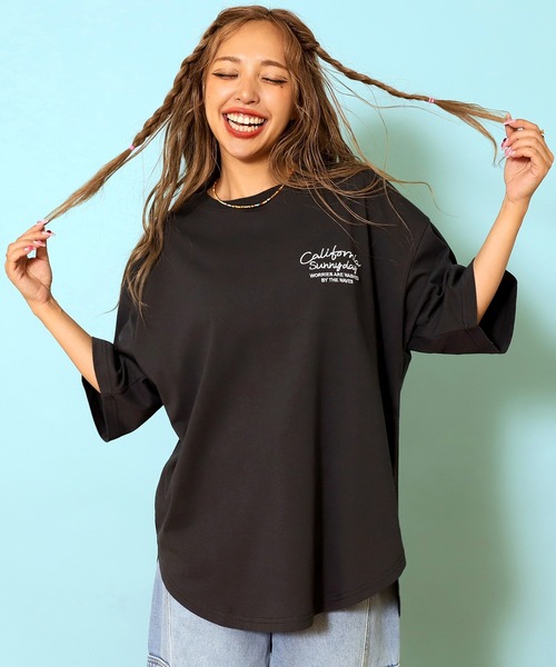 anap mimpi（アナップミンピ）の「サークルロゴ刺繍ビックTシャツ（Tシャツ/カットソー・レディース・オリーブ/オフホワイト/ダークグレー/ライトピンク・FREE）」の12枚目の写真