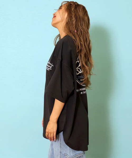 anap mimpi（アナップミンピ）の「サークルロゴ刺繍ビックTシャツ（Tシャツ/カットソー・レディース・オリーブ/オフホワイト/ダークグレー/ライトピンク・FREE）」の14枚目の写真