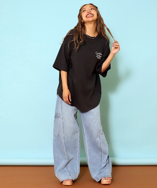 anap mimpi（アナップミンピ）の「サークルロゴ刺繍ビックTシャツ（Tシャツ/カットソー・レディース・オリーブ/オフホワイト/ダークグレー/ライトピンク・FREE）」の16枚目の写真