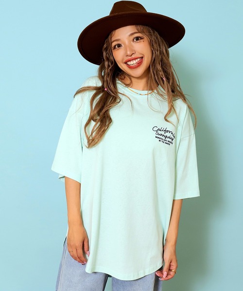 anap mimpi（アナップミンピ）の「サークルロゴ刺繍ビックTシャツ（Tシャツ/カットソー・レディース・オリーブ/オフホワイト/ダークグレー/ライトピンク・FREE）」の18枚目の写真