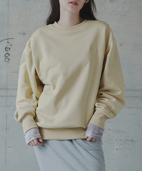 BABU-BU(バブーブ)の「UNISEX LOGO POINT LS SWEAT TOPS(スウェット・レディース・ブルー/イエロー・M/L)」の2枚目の写真