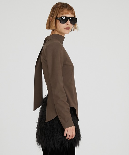 PRANK PROJECT（プランクプロジェクト）の「スーチングバックタイトップス / Suiting Back Tie Tops（シャツ/ブラウス・レディース・グレー/ブラック/ブラウン・FREE）」の18枚目の写真