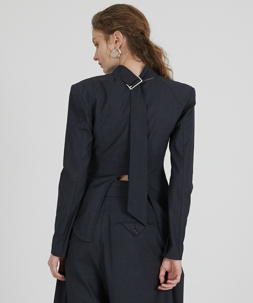 PRANK PROJECT（プランクプロジェクト）の「スーチングバックタイトップス / Suiting Back Tie Tops（シャツ/ブラウス・レディース・グレー/ブラック/ブラウン・FREE）」の13枚目の写真