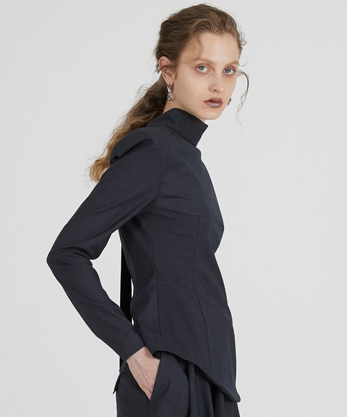 PRANK PROJECT（プランクプロジェクト）の「スーチングバックタイトップス / Suiting Back Tie Tops（シャツ/ブラウス・レディース・グレー/ブラック/ブラウン・FREE）」の14枚目の写真