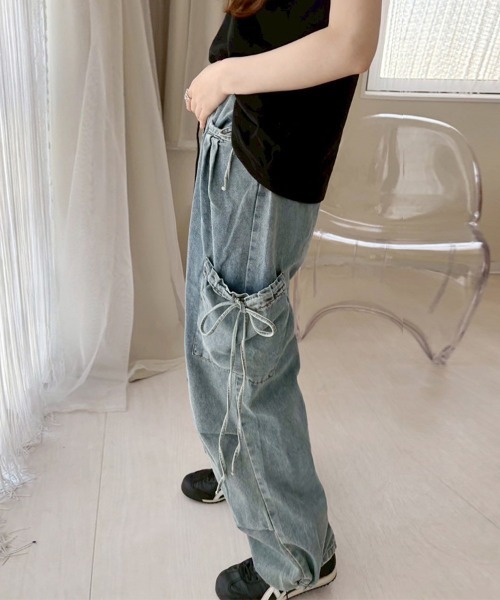 ONEP STAR(ワンピスター)の「ワイドシルエットカーゴパンツ(カーゴパンツ・レディース・サックスブルー/ブルー/グレー/ダークグレー・MEDIUM)」の13枚目の写真