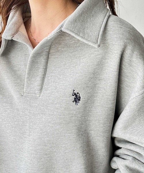 U.S. POLO ASSN.(ユーエスポロアッスン)の「GeeRA別注【U.S.POLO ASSN.】あったか裏起毛♪襟付きオーバーサイズスウェット(スウェット・レディース・ネイビー/杢グレー・MEDIUM/LARGE/X-LARGE)」の7枚目の写真