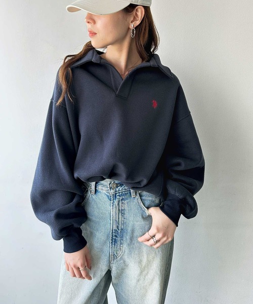 U.S. POLO ASSN.(ユーエスポロアッスン)の「GeeRA別注【U.S.POLO ASSN.】あったか裏起毛♪襟付きオーバーサイズスウェット(スウェット・レディース・ネイビー/杢グレー・MEDIUM/LARGE/X-LARGE)」の18枚目の写真