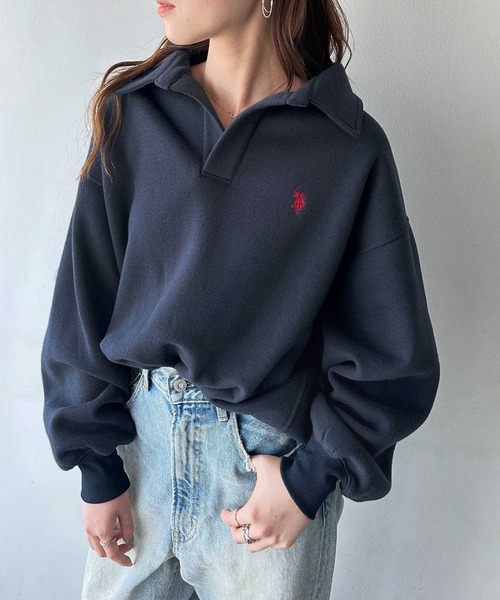 U.S. POLO ASSN.(ユーエスポロアッスン)の「GeeRA別注【U.S.POLO ASSN.】あったか裏起毛♪襟付きオーバーサイズスウェット(スウェット・レディース・ネイビー/杢グレー・MEDIUM/LARGE/X-LARGE)」の17枚目の写真