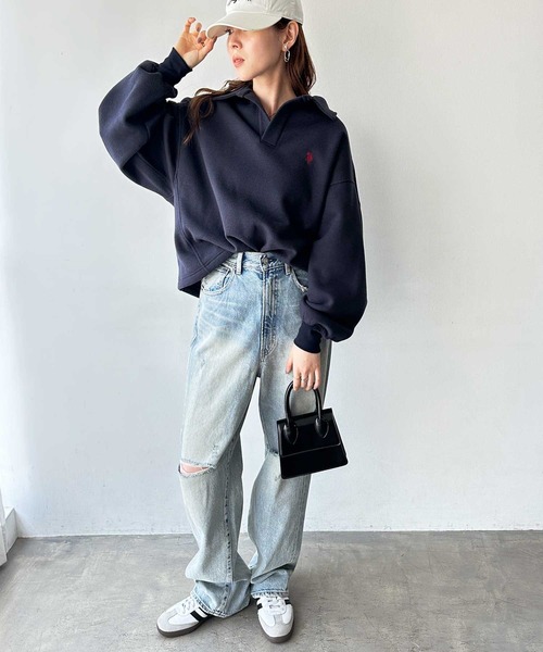 U.S. POLO ASSN.(ユーエスポロアッスン)の「GeeRA別注【U.S.POLO ASSN.】あったか裏起毛♪襟付きオーバーサイズスウェット(スウェット・レディース・ネイビー/杢グレー・MEDIUM/LARGE/X-LARGE)」の19枚目の写真