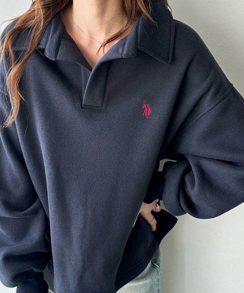 U.S. POLO ASSN.(ユーエスポロアッスン)の「GeeRA別注【U.S.POLO ASSN.】あったか裏起毛♪襟付きオーバーサイズスウェット(スウェット・レディース・ネイビー/杢グレー・MEDIUM/LARGE/X-LARGE)」の16枚目の写真