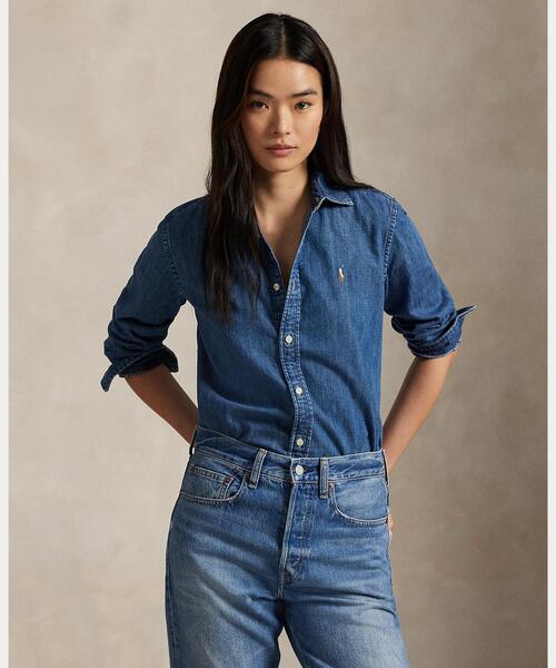 POLO RALPH LAUREN（ポロ ラルフ ローレン）の「スリム フィット デニム シャツ（シャツ/ブラウス・レディース・ブルー・10/8/6/4/0/2/14/12）」の8枚目の写真
