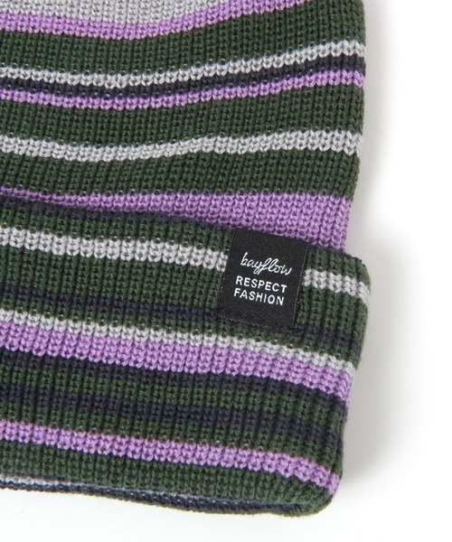 BAYFLOW（ベイフロー）の「マルチボーダーワッチ（ニットキャップ/ビーニー・メンズ・グリーン/ブラウン・FREE）」の3枚目の写真