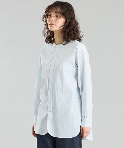 MACKINTOSH PHILOSOPHY(マッキントッシュ フィロソフィー)の「GREY LABEL ストライプバンドカラーシャツ(シャツ/ブラウス・レディース・ブルー系その他3/イエロー・2/6)」の2枚目の写真