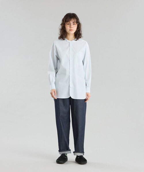 MACKINTOSH PHILOSOPHY(マッキントッシュ フィロソフィー)の「GREY LABEL ストライプバンドカラーシャツ(シャツ/ブラウス・レディース・ブルー系その他3/イエロー・2/6)」の3枚目の写真