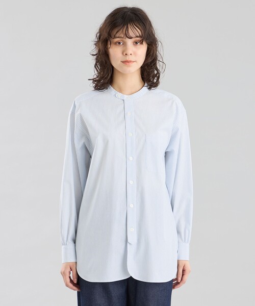 MACKINTOSH PHILOSOPHY(マッキントッシュ フィロソフィー)の「GREY LABEL ストライプバンドカラーシャツ(シャツ/ブラウス・レディース・ブルー系その他3/イエロー・2/6)」の4枚目の写真