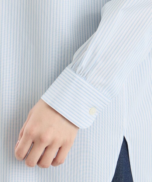 MACKINTOSH PHILOSOPHY(マッキントッシュ フィロソフィー)の「GREY LABEL ストライプバンドカラーシャツ(シャツ/ブラウス・レディース・ブルー系その他3/イエロー・2/6)」の8枚目の写真