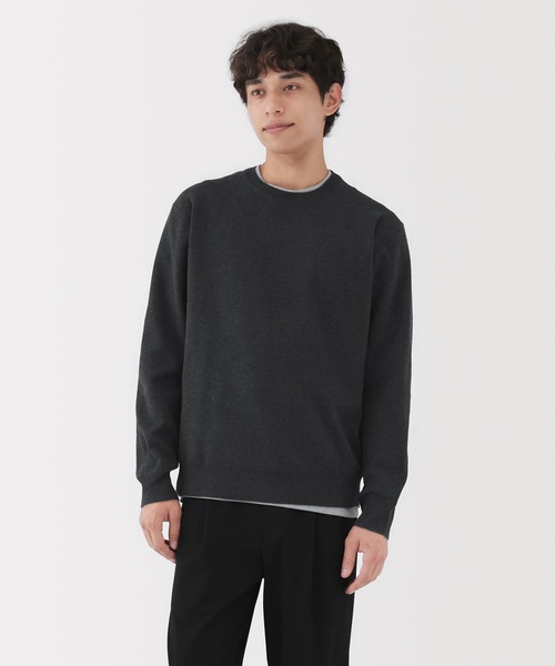 紳士 洗えるミラノリブ編みクルーネックセーター（ニット/セーター