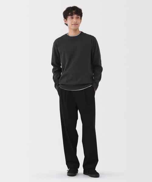 無印良品（ムジルシリョウヒン）の「紳士　洗えるミラノリブ編みクルーネックセーター（ニット/セーター・メンズ・ダークグレー/オートミール/ブラック/ダークパープル・S/M/L/XL）」の6枚目の写真