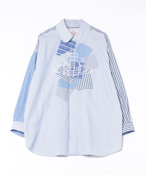 Vivienne Westwood（ヴィヴィアンウエストウッド）の「オーガニックコットンブロードストライプオーブパッチXXLシャツ（シャツ/ブラウス・レディース・ストライプ/ホワイト・38）」の2枚目の写真