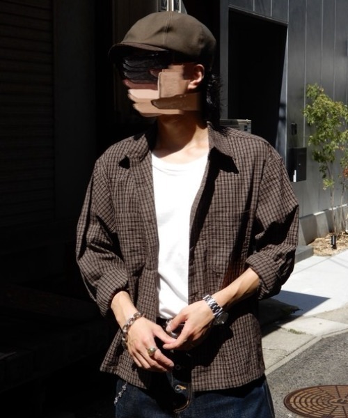 ８(eight)（エイト）の「L/S小格子チェックショートレングスシャツ（シャツ/ブラウス・メンズ・ベージュ/ブラウン/ブラック・MEDIUM/LARGE）」の15枚目の写真