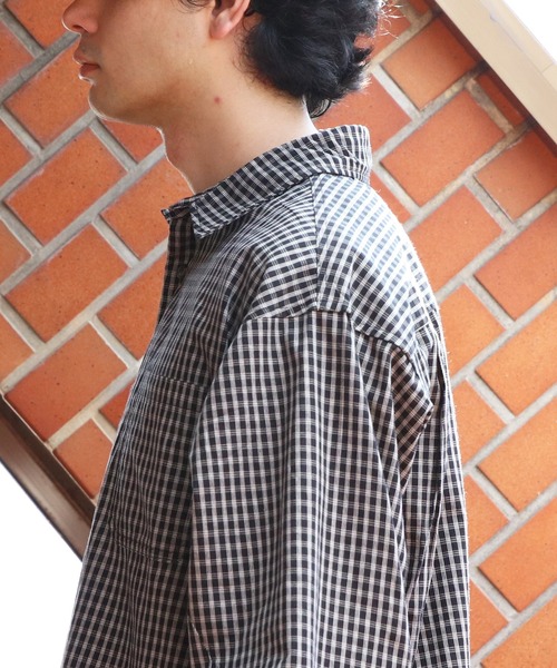 ８(eight)（エイト）の「L/S小格子チェックショートレングスシャツ（シャツ/ブラウス・メンズ・ベージュ/ブラウン/ブラック・MEDIUM/LARGE）」の5枚目の写真