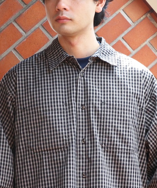 ８(eight)（エイト）の「L/S小格子チェックショートレングスシャツ（シャツ/ブラウス・メンズ・ベージュ/ブラウン/ブラック・MEDIUM/LARGE）」の6枚目の写真