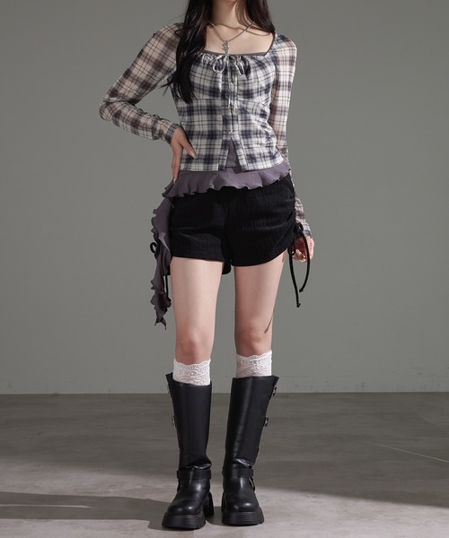apres jour mignon(アプレジュールミニョン)の「チェックプルオーバーSET【ZOZOTOWN限定アイテム】(Tシャツ/カットソー・レディース・ネイビー/ボルドー/チャコールグレー・X-LARGE/フリー)」の5枚目の写真