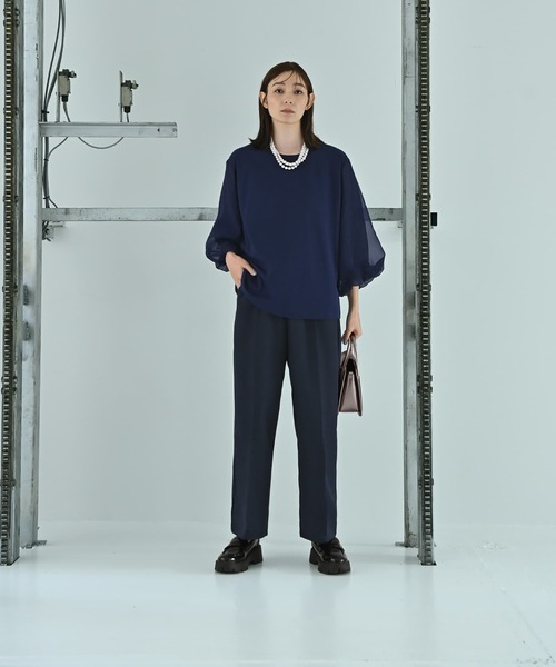 STYLE DELI(スタイルデリ)の「【Kana Oyama×BLK001】チュール袖トップス(Tシャツ/カットソー・レディース・ホワイト/ネイビー/ブラック・FREE)」の20枚目の写真