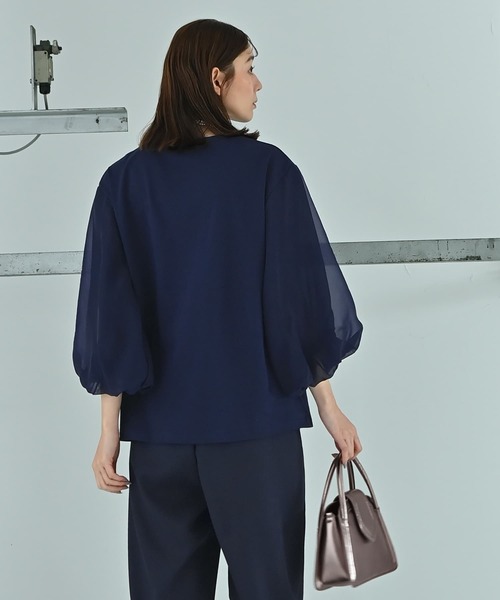 STYLE DELI(スタイルデリ)の「【Kana Oyama×BLK001】チュール袖トップス(Tシャツ/カットソー・レディース・ホワイト/ネイビー/ブラック・FREE)」の21枚目の写真