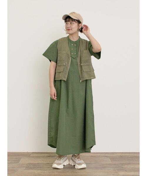 Samansa Mos2（サマンサ モスモス）の「◎【S/Mサイズ】ダブルボタンワンピース（ワンピース・レディース・グリーン/ネイビー/オフホワイト/チャコールグレー・S/M）」の7枚目の写真