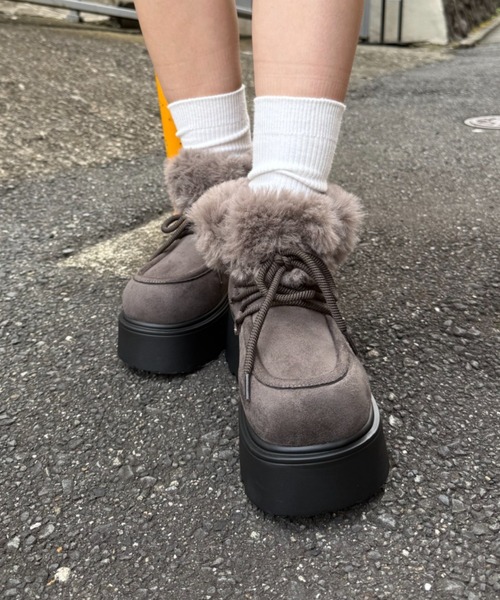 フェイクムートンショートブーツ（ブーツ）｜RODEO CROWNS WIDE BOWL