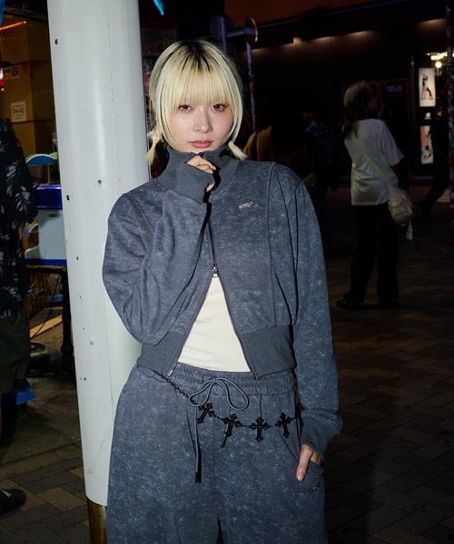 sedacle girl(セダクルガール)の「グリッターダブルジップトップス【SETUP着用可能】(スウェット・レディース・ブラック/グレー/チャコールグレー/ピンク・SMALL/MEDIUM)」の4枚目の写真