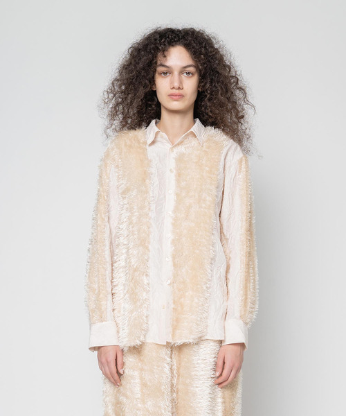muller of yoshiokubo(ミュラーオブヨシオクボ)の「muller of yoshiokubo ミュラーオブヨシオクボ / GRASS LINE SHIRTS グラスラインシャツ / MLF25201(シャツ/ブラウス・レディース・アイボリー/ブラック・38)」の2枚目の写真