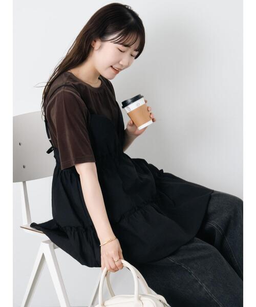 ehka sopo（エヘカソポ）の「ティアードキャミソール（チュニック・レディース・キナリ/ブラウン/ブラック・F）」の10枚目の写真