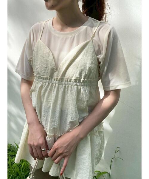 ehka sopo（エヘカソポ）の「ティアードキャミソール（チュニック・レディース・キナリ/ブラウン/ブラック・F）」の16枚目の写真