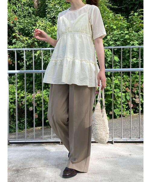 ehka sopo（エヘカソポ）の「ティアードキャミソール（チュニック・レディース・キナリ/ブラウン/ブラック・F）」の20枚目の写真