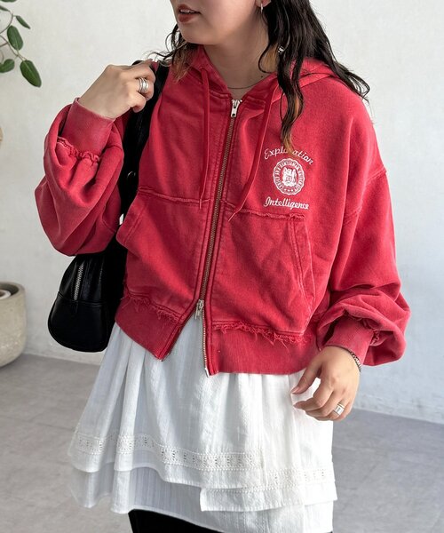 CPCM（シーピーシーエム）の「パウダー加工短丈パーカー（パーカー・レディース・ネイビー/ブラウン/レッド/チャコールグレー・FREE）」の20枚目の写真