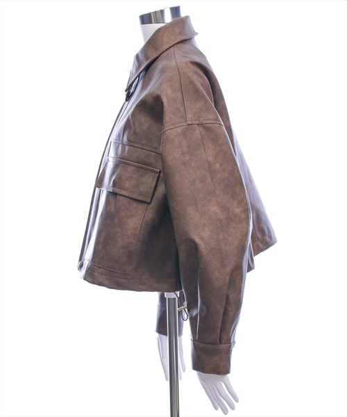 clear（クリア）の「アンティークレザーショート丈ブルゾン(セット可）[カジュアル 着回し抜群 大人]≪AW新作≫（ブルゾン・レディース・ブラウン/ブラック・F）」の15枚目の写真