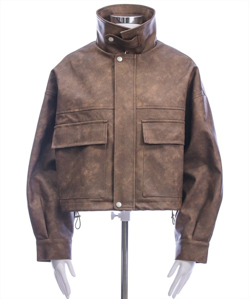 clear（クリア）の「アンティークレザーショート丈ブルゾン(セット可）[カジュアル 着回し抜群 大人]≪AW新作≫（ブルゾン・レディース・ブラウン/ブラック・F）」の21枚目の写真