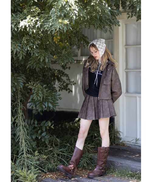 clear（クリア）の「アンティークレザーショート丈ブルゾン(セット可）[カジュアル 着回し抜群 大人]≪AW新作≫（ブルゾン・レディース・ブラウン/ブラック・F）」の7枚目の写真