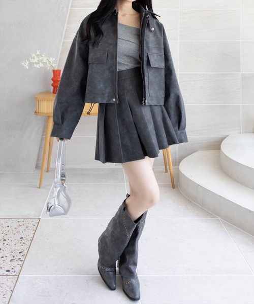 clear（クリア）の「アンティークレザーショート丈ブルゾン(セット可）[カジュアル 着回し抜群 大人]≪AW新作≫（ブルゾン・レディース・ブラウン/ブラック・F）」の13枚目の写真