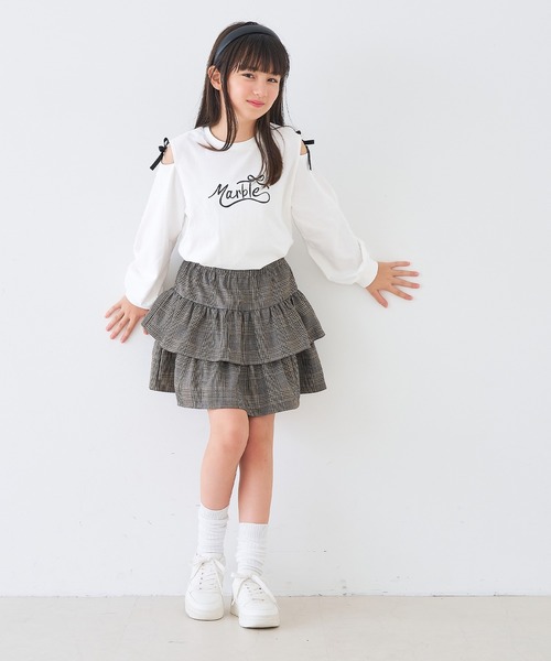 coca(coca)(コカ)の「キッズ 肩あきリボン長袖Tシャツ(Tシャツ/カットソー・キッズ・ホワイト/ライトグリーン・150/140/130/120)」の12枚目の写真