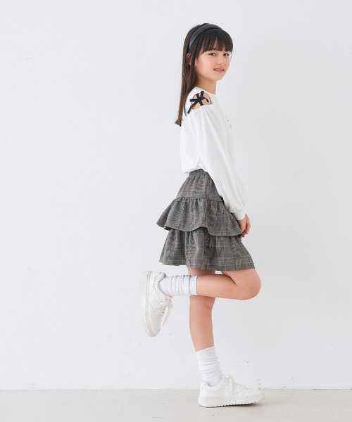 coca(coca)(コカ)の「キッズ 肩あきリボン長袖Tシャツ(Tシャツ/カットソー・キッズ・ホワイト/ライトグリーン・150/140/130/120)」の16枚目の写真