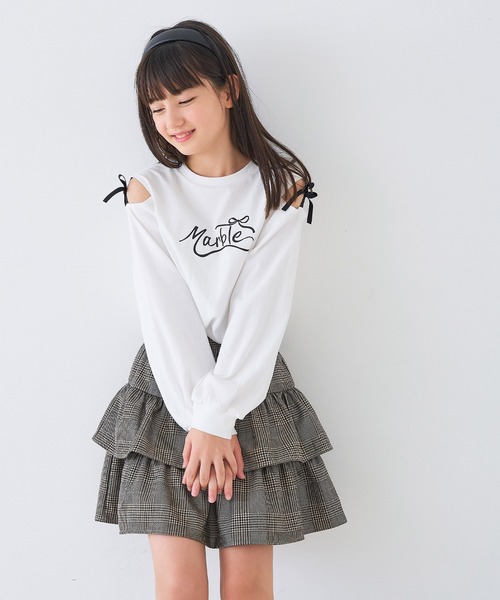 coca(coca)(コカ)の「キッズ 肩あきリボン長袖Tシャツ(Tシャツ/カットソー・キッズ・ホワイト/ライトグリーン・150/140/130/120)」の13枚目の写真