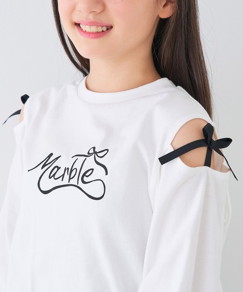 coca(coca)(コカ)の「キッズ 肩あきリボン長袖Tシャツ(Tシャツ/カットソー・キッズ・ホワイト/ライトグリーン・150/140/130/120)」の15枚目の写真