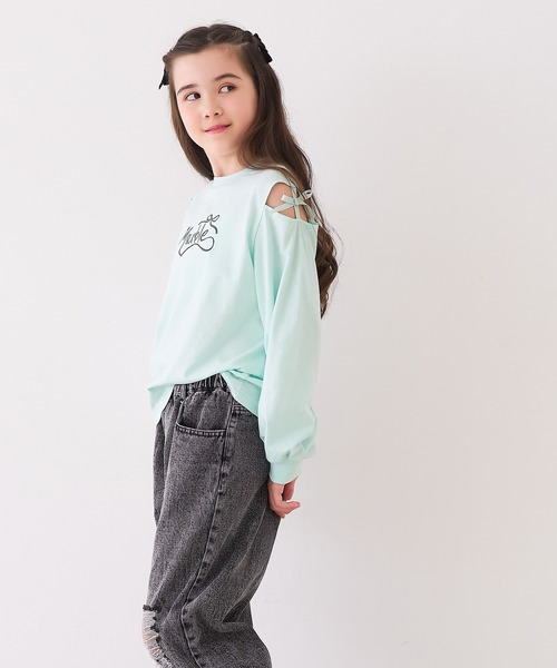 coca(coca)(コカ)の「キッズ 肩あきリボン長袖Tシャツ(Tシャツ/カットソー・キッズ・ホワイト/ライトグリーン・150/140/130/120)」の20枚目の写真