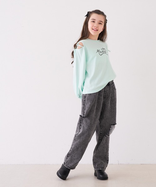 coca(coca)(コカ)の「キッズ 肩あきリボン長袖Tシャツ(Tシャツ/カットソー・キッズ・ホワイト/ライトグリーン・150/140/130/120)」の21枚目の写真