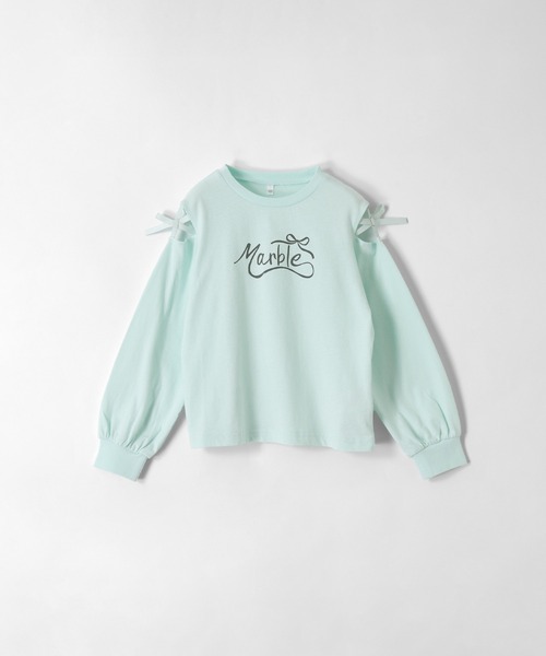 coca(coca)(コカ)の「キッズ 肩あきリボン長袖Tシャツ(Tシャツ/カットソー・キッズ・ホワイト/ライトグリーン・150/140/130/120)」の8枚目の写真