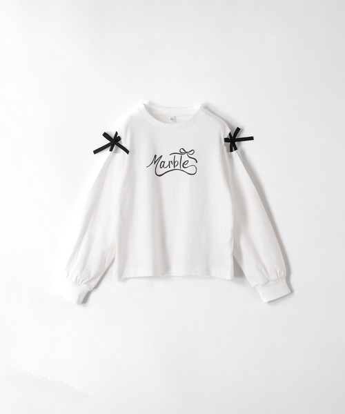 coca(coca)(コカ)の「キッズ 肩あきリボン長袖Tシャツ(Tシャツ/カットソー・キッズ・ホワイト/ライトグリーン・150/140/130/120)」の11枚目の写真